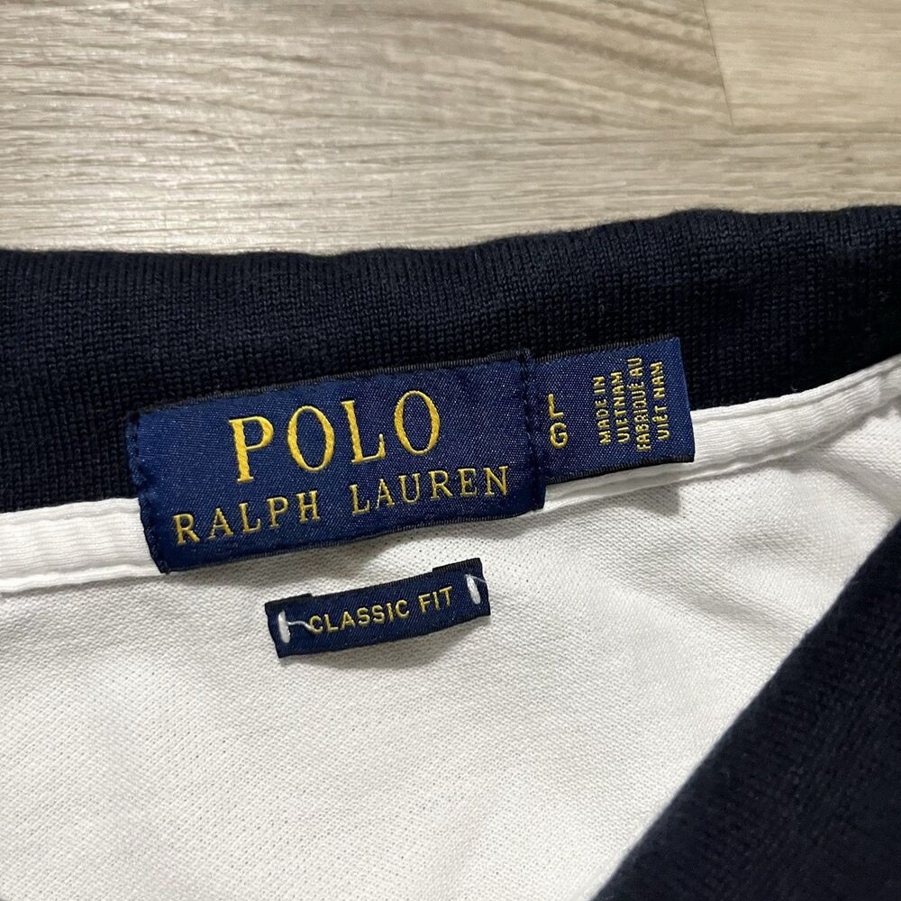 Ralph Lauren Polo Shirt Cotton Short Sleeve Classic Fit Red White Striped Large - Picture 4 of 6
